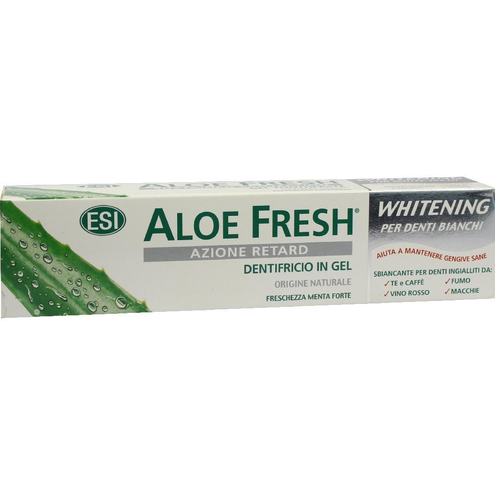 Eine Zahnpastatube mit Aloe Vera, die Z&auml;hne aufhellt.